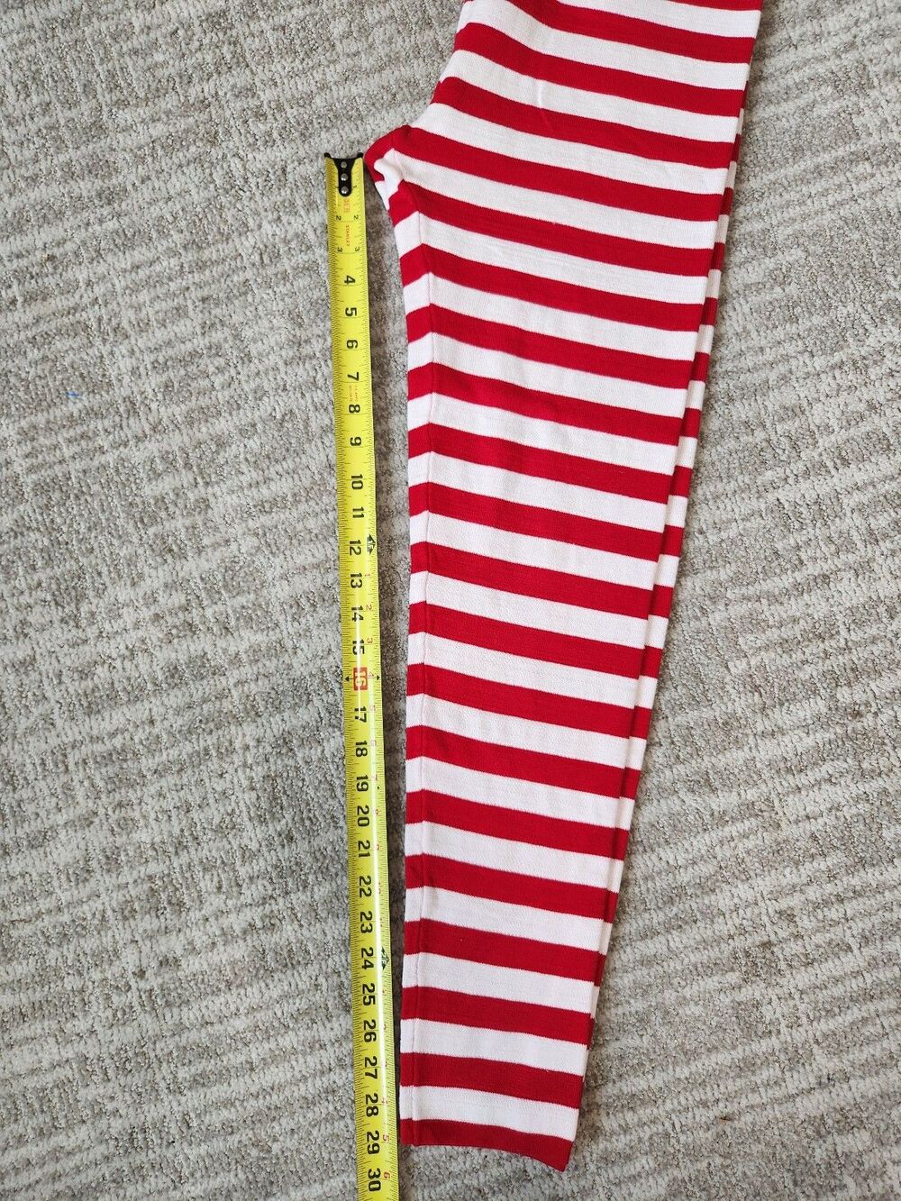 United Sweaters Red White Stripe Holiday Leggings Christmas Elf Mrs Clause Sz L - Picture 8 of 9
